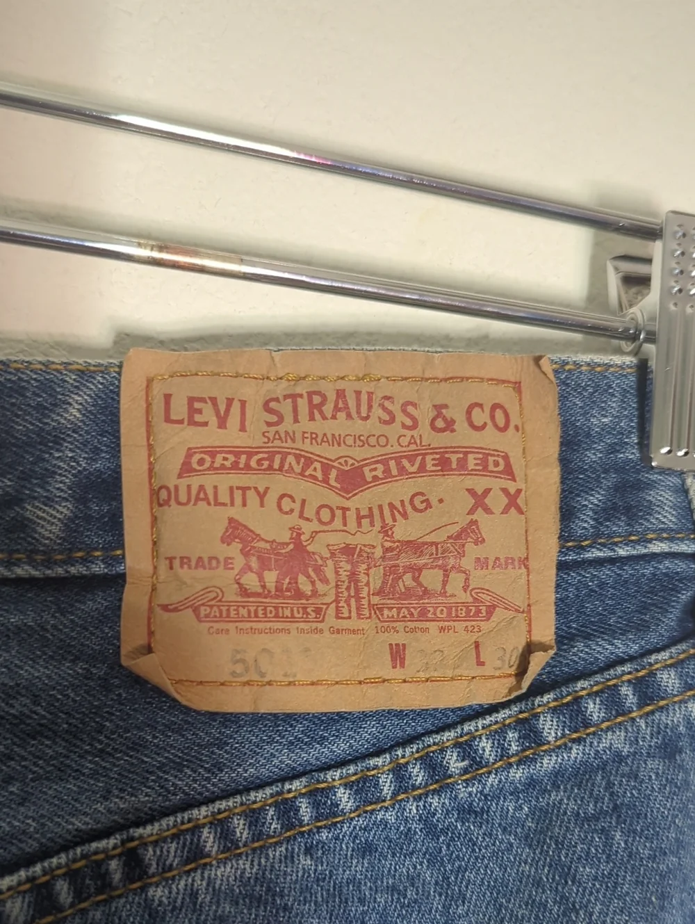 Levis Mens Blue Jeans 501 Vintage 90s Mexico Button Fly Medium Straight 32 x 30
